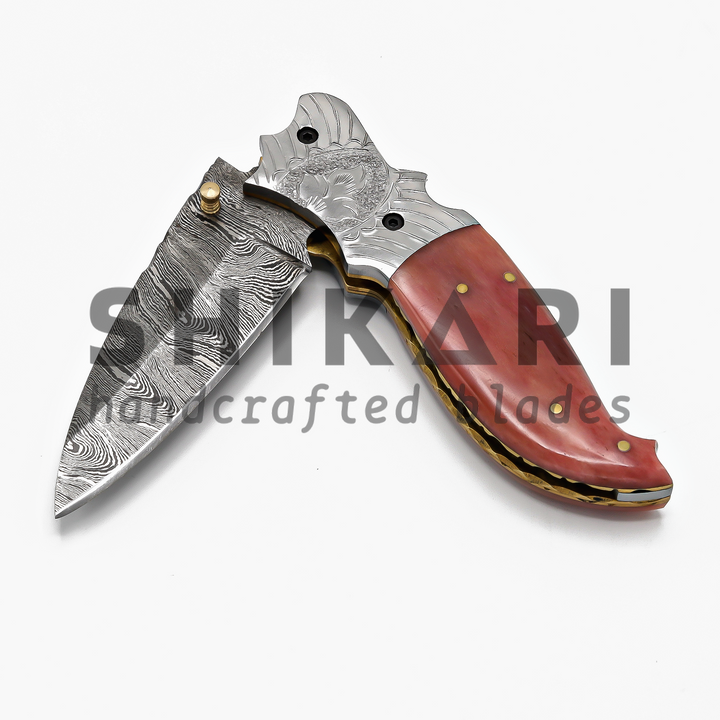 LUQ-002 Damascus Pocket Knife