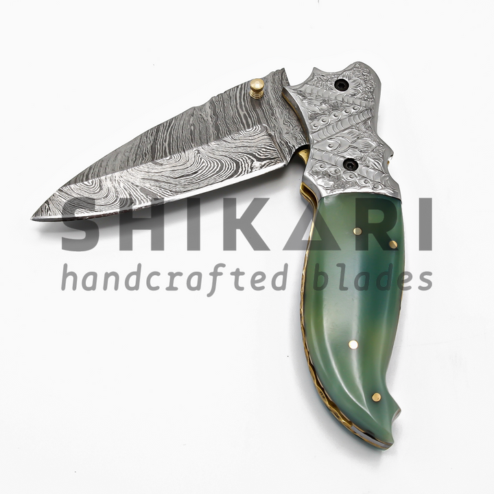 LUQ-002 Damascus Pocket Knife