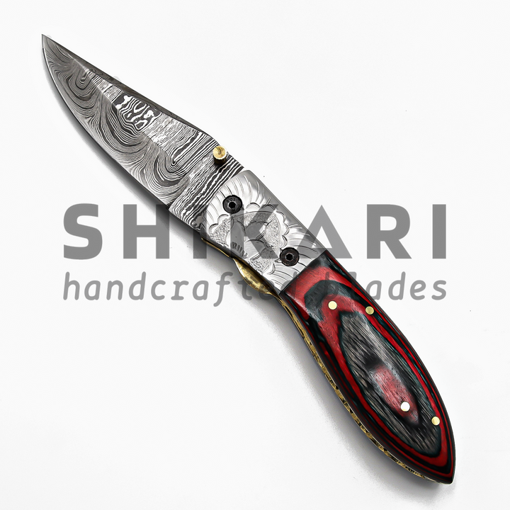 LUQ-001 Damascus Pocket Knife