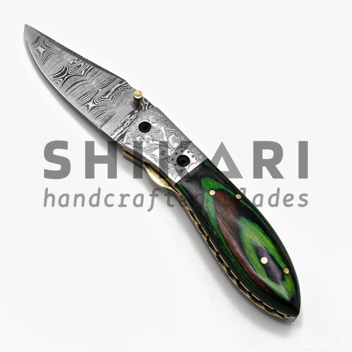 LUQ-001 Damascus Pocket Knife