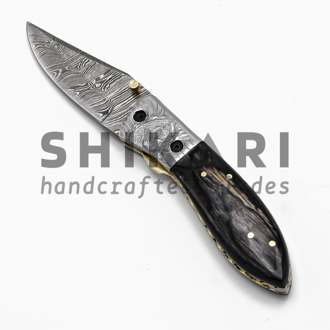 LUQ-001 Damascus Pocket Knife