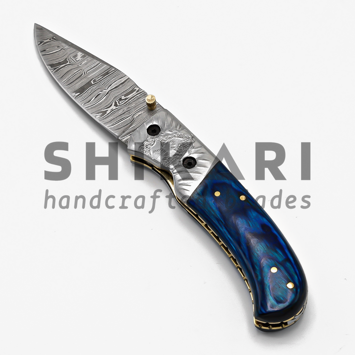 LUQ-003 Damascus Pocket Knife