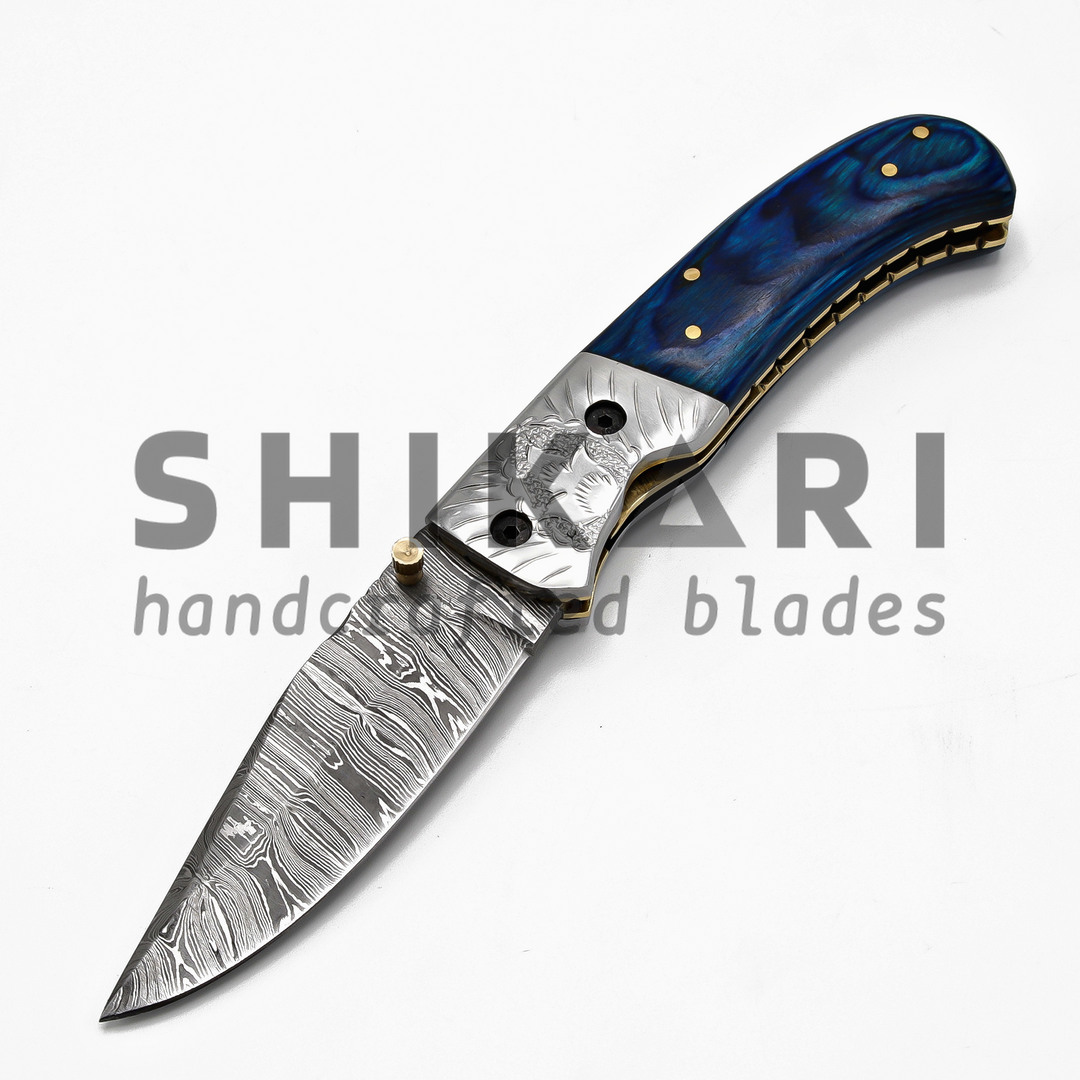 LUQ-003 Damascus Pocket Knife