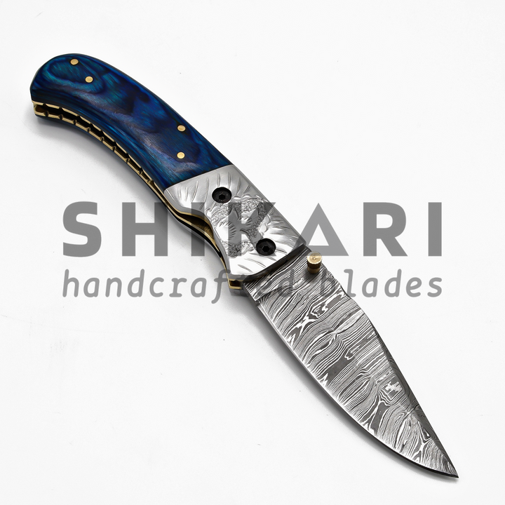 LUQ-003 Damascus Pocket Knife