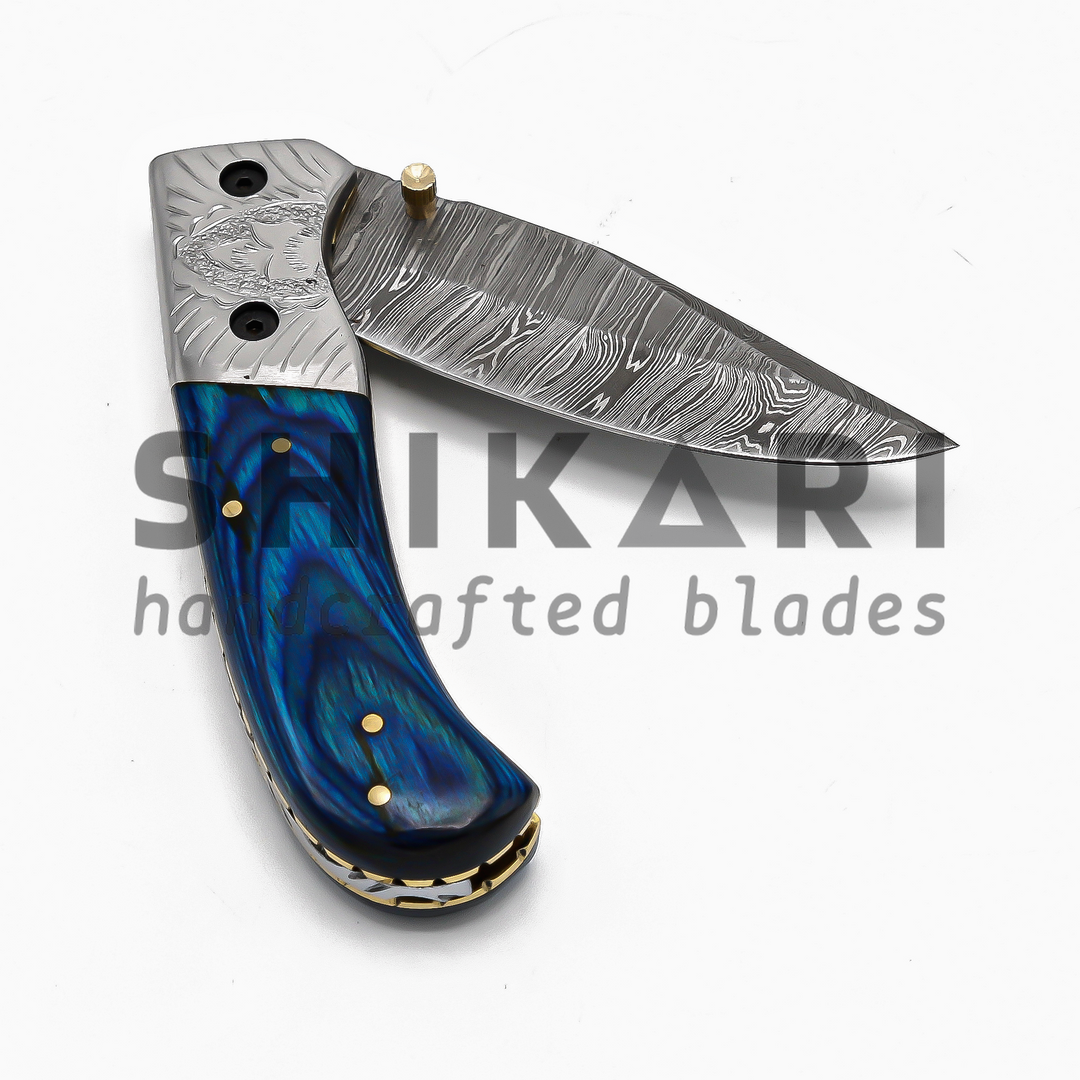 LUQ-003 Damascus Pocket Knife