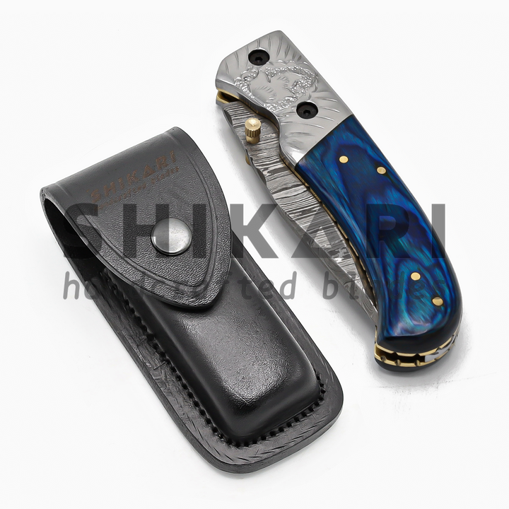 LUQ-003 Damascus Pocket Knife