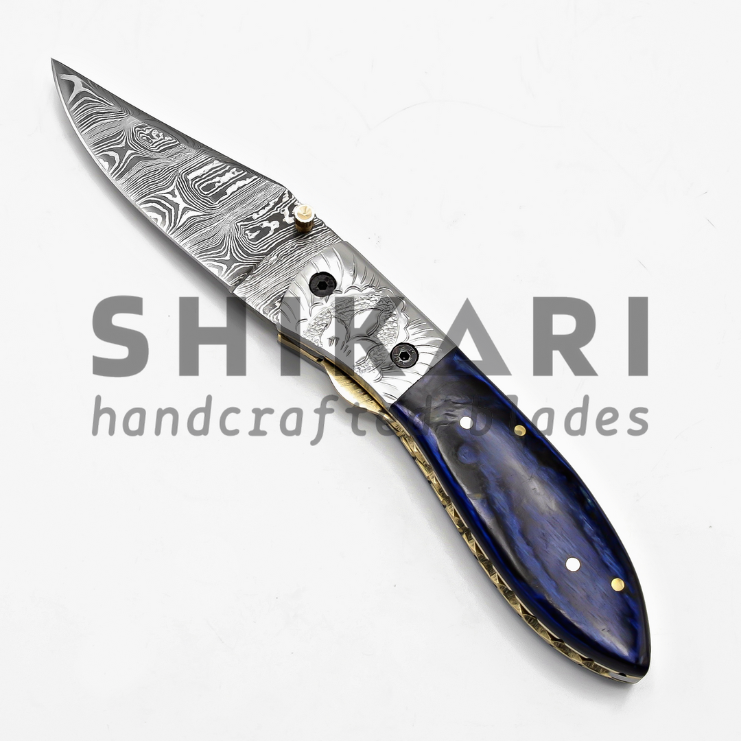 LUQ-001 Damascus Pocket Knife