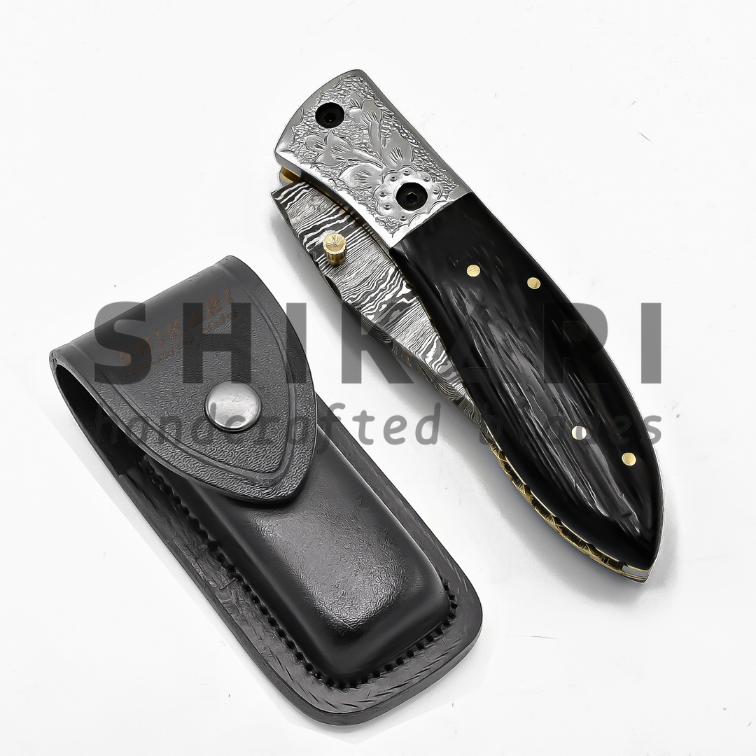 LUQ-001 Damascus Pocket Knife