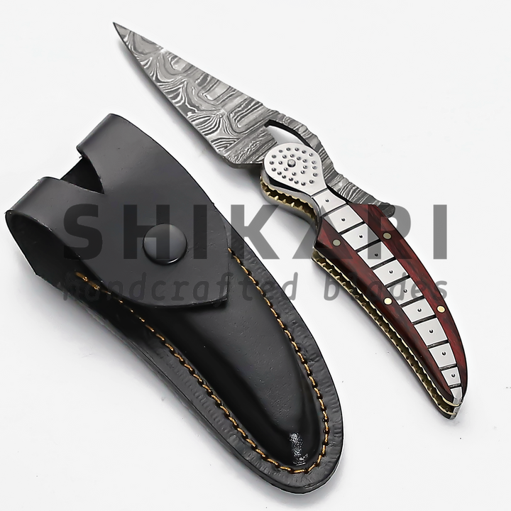 LUQ-010 Damascus Pocket Knife in Fish Shape