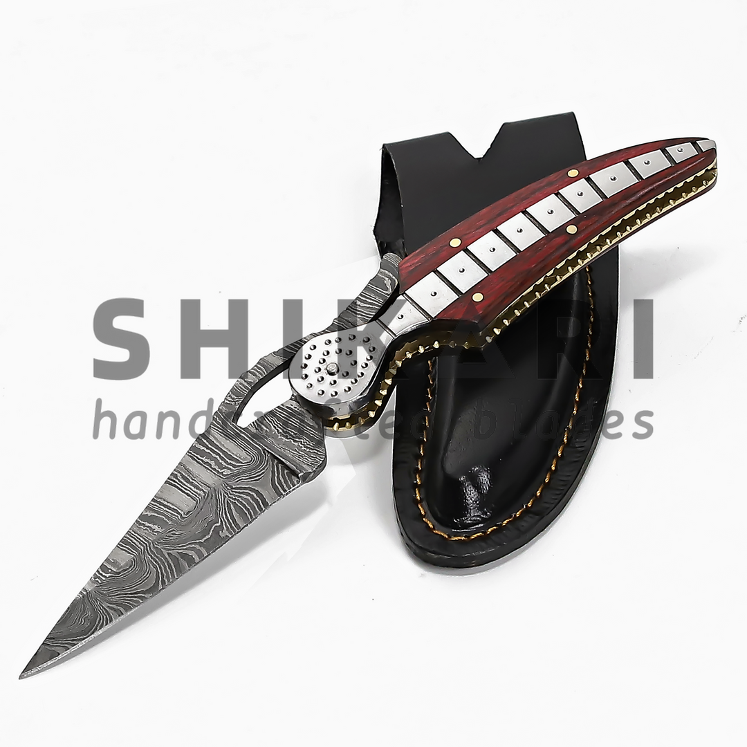 LUQ-010 Damascus Pocket Knife in Fish Shape