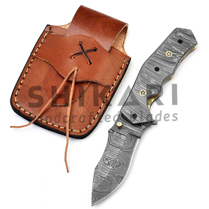 QAS-001 Full Damascus Pocket Knife