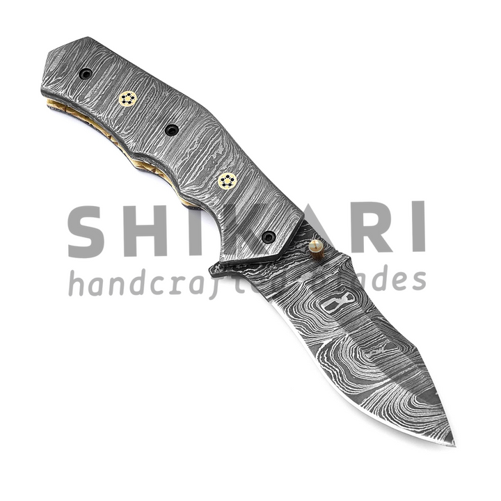 QAS-001 Full Damascus Pocket Knife