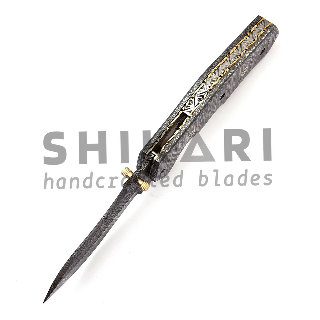 QAS-001 Full Damascus Pocket Knife