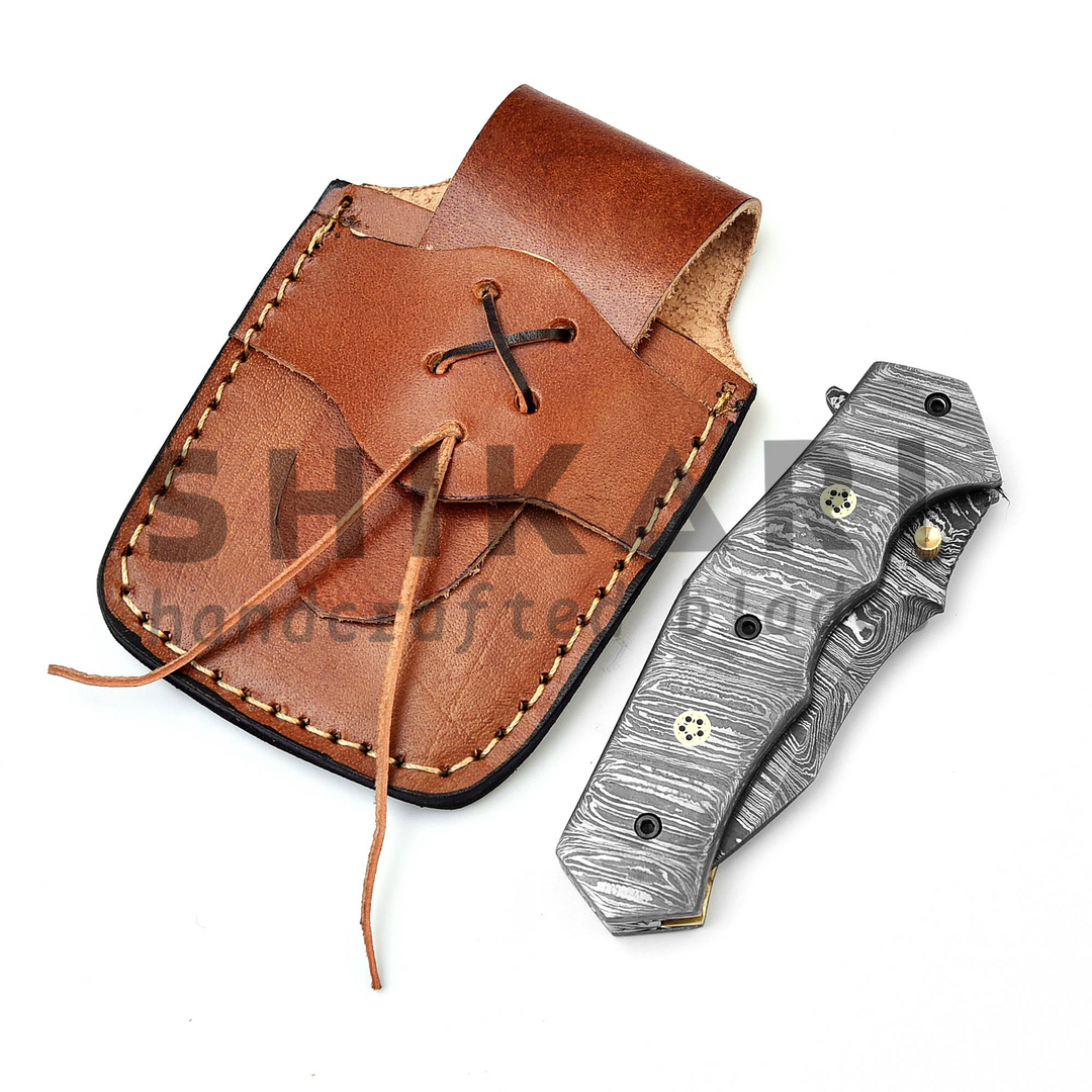 QAS-001 Full Damascus Pocket Knife