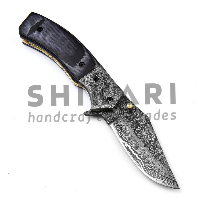 QAS-002 Damascus Pocket Knife