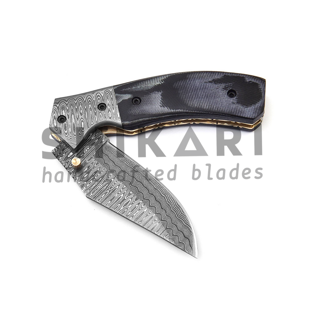 QAS-002 Damascus Pocket Knife