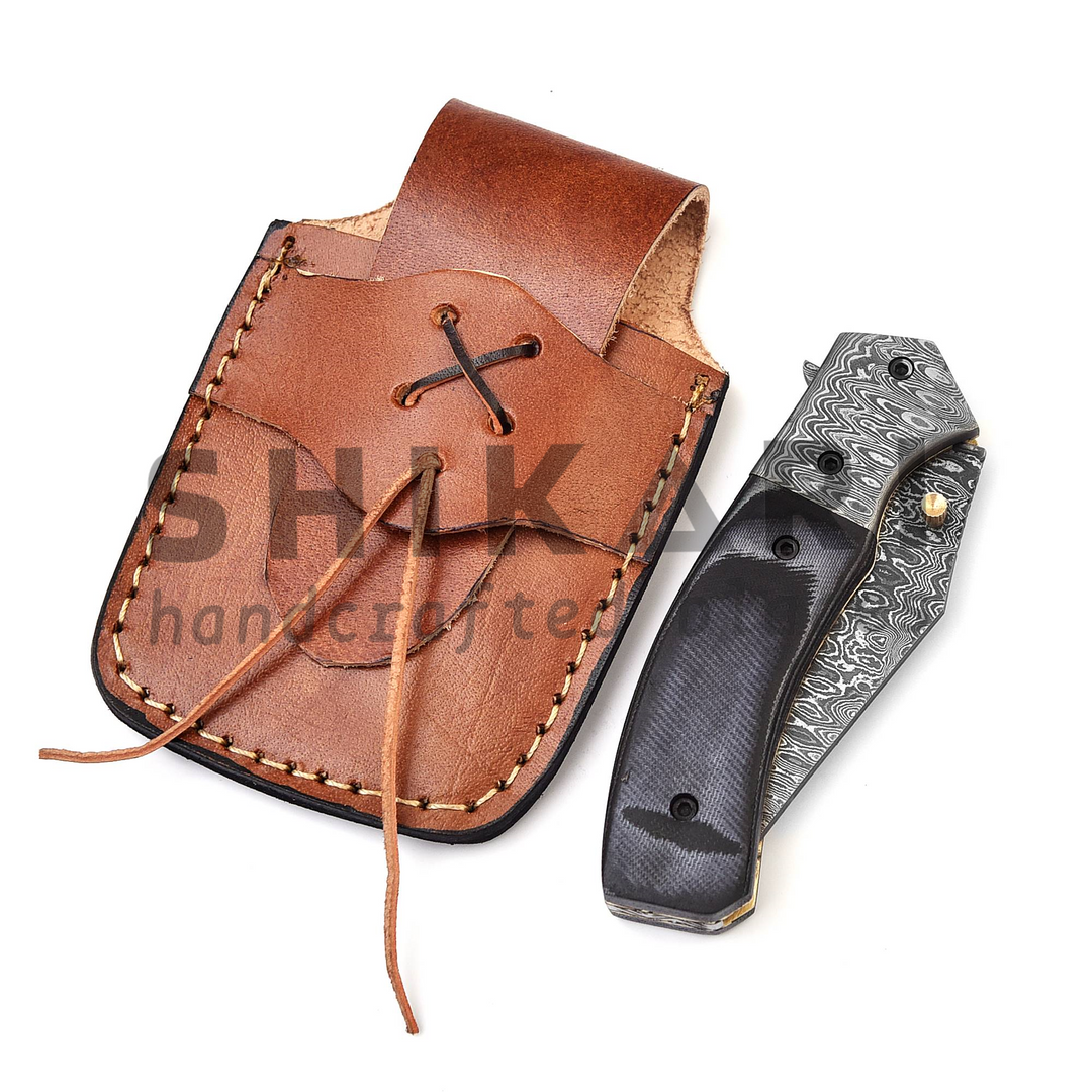 QAS-002 Damascus Pocket Knife