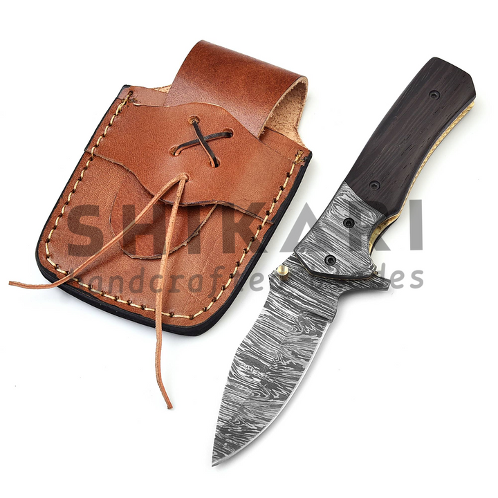 QAS-007 Damascus Pocket Knife