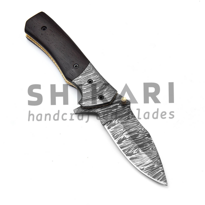 QAS-007 Damascus Pocket Knife