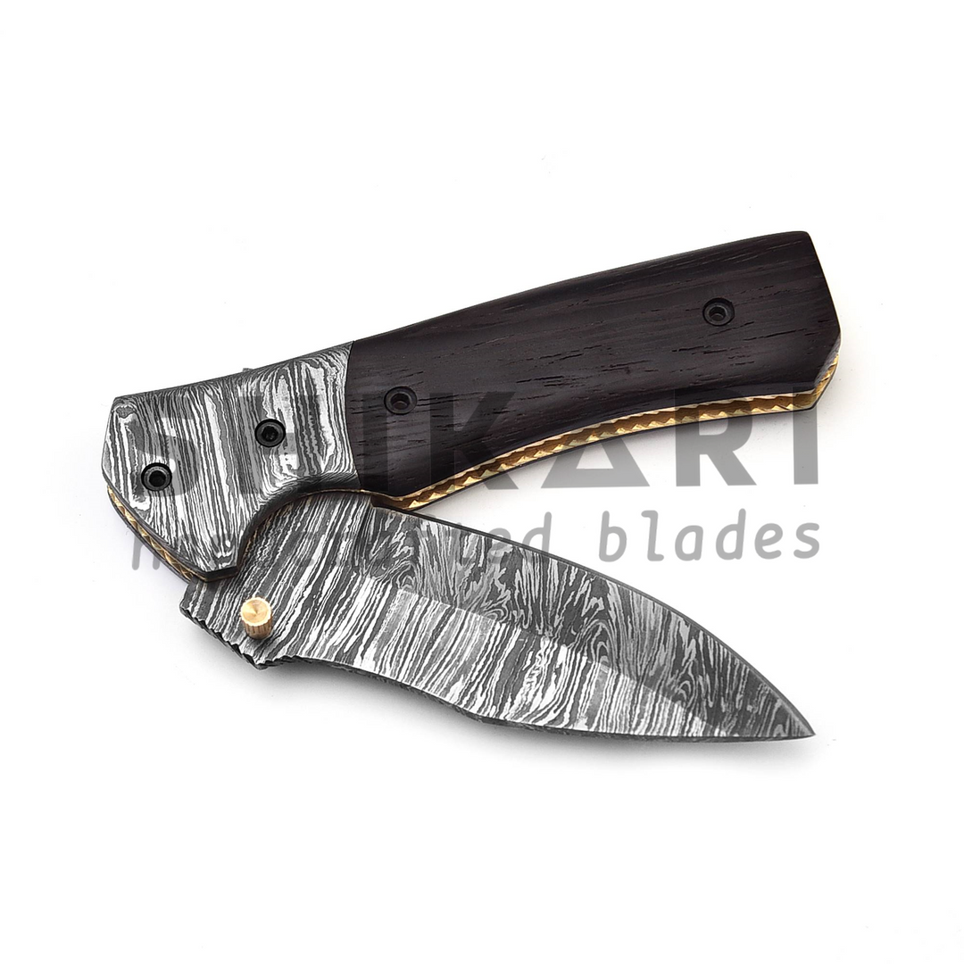 QAS-007 Damascus Pocket Knife