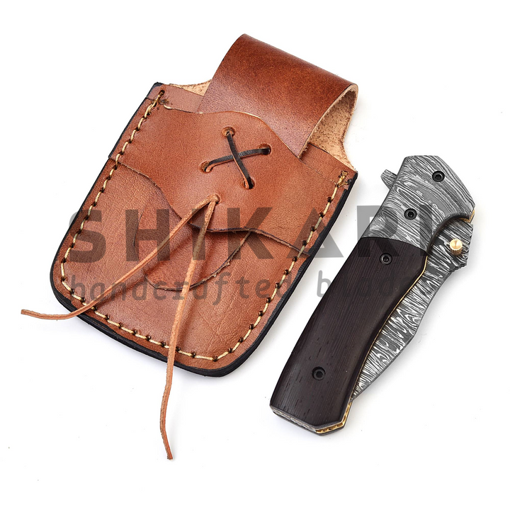 QAS-007 Damascus Pocket Knife