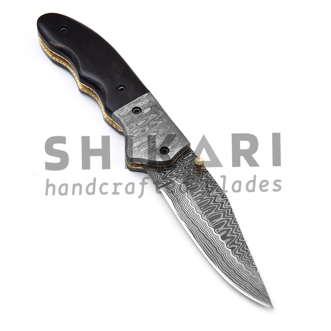 QAS-009 Damascus Pocket Knife