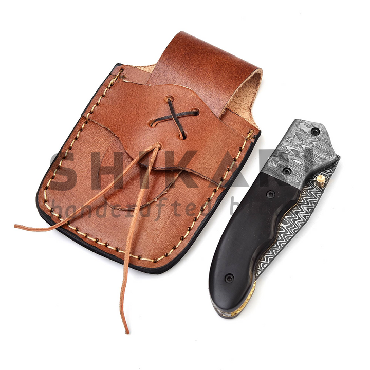 QAS-009 Damascus Pocket Knife