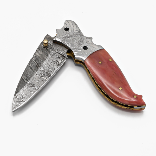 LUQ-002 Damascus Pocket Knife - Image 6
