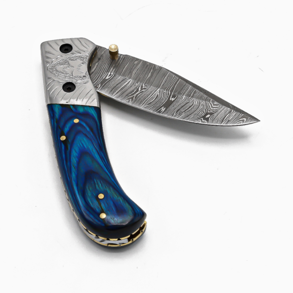 LUQ-003 Damascus Pocket Knife - Image 4