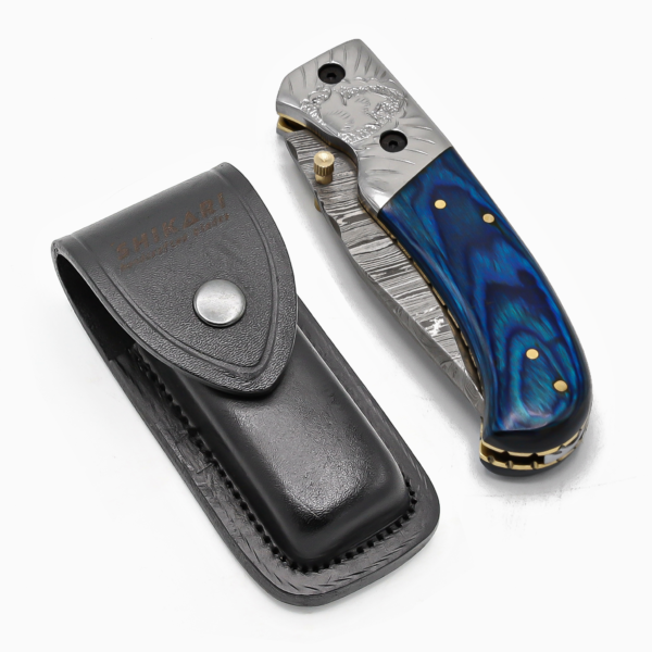 LUQ-003 Damascus Pocket Knife - Image 6