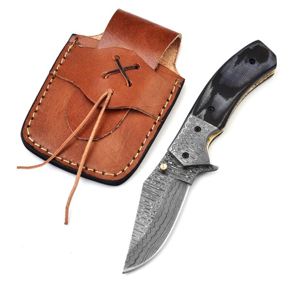 QAS-002 Damascus Pocket Knife