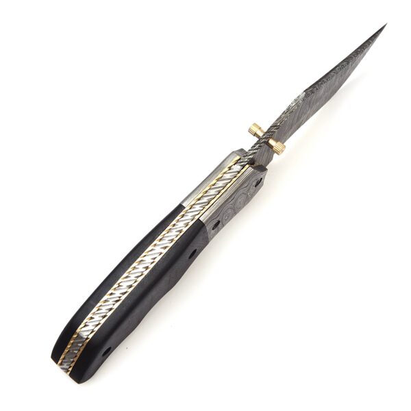 QAS-006 Damascus Pocket Knife - Image 3