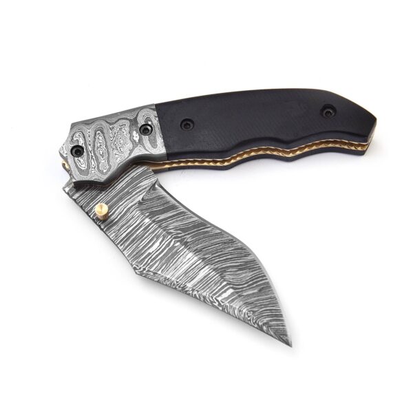 QAS-006 Damascus Pocket Knife - Image 4