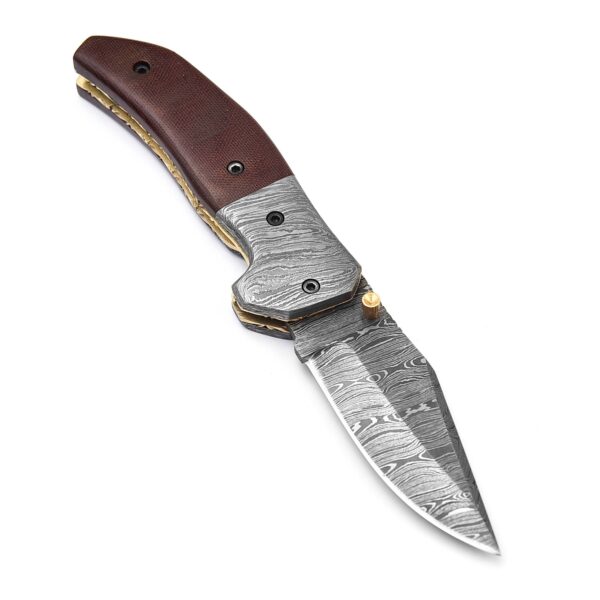 QAS-010 Damascus Pocket Knife - Image 2