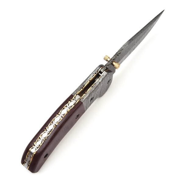 QAS-010 Damascus Pocket Knife - Image 3