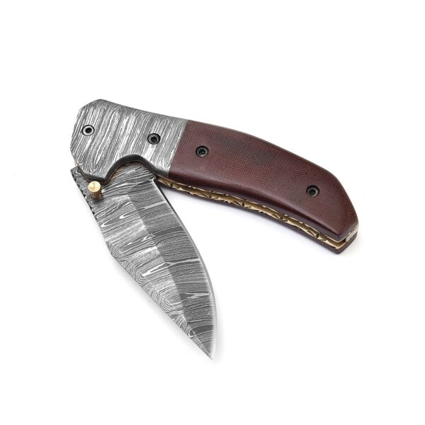 QAS-010 Damascus Pocket Knife - Image 4