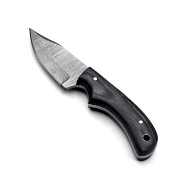 GK-030A Damascuss Blade Skinner Knife with Grey Pekka Wood