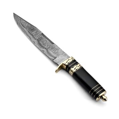 GK-051A Hunting Knife, Damascuss Blade and Buffalo Horn Handle