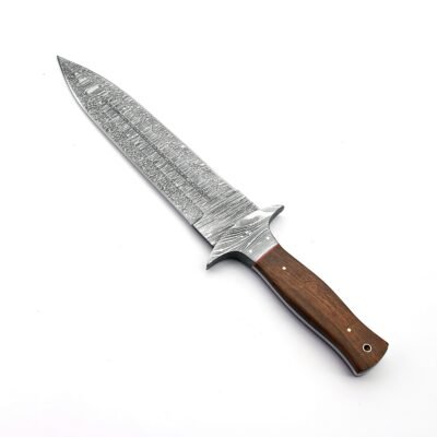 GK-056A Dagger Knife, Damascuss Blade, Wood handle