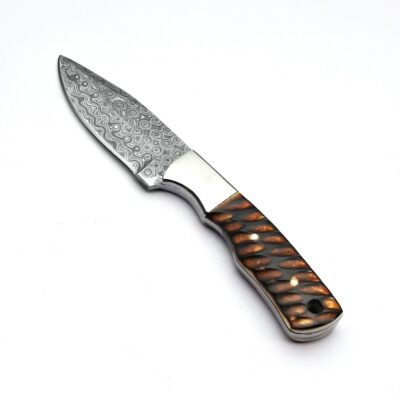 MI-002 Damascuss Blade and Bone Handle with fire work