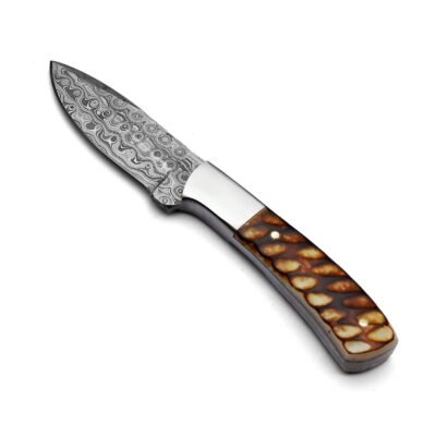 MI-011 Damascuss Blade and Bone Handle with fire work