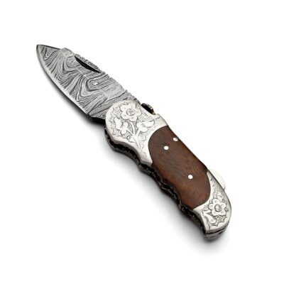 OE-006 Pocket Knife Damascus
Blade,Rose Wood Handle